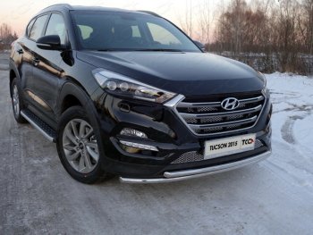 Защита переднего бампера нижняя двойная 42,4*42,4 мм ТСС Тюнинг Hyundai (Хюндаи) Tucson (Туссон)  TL (2015-2018) TL дорестайлинг  (нержавейка)