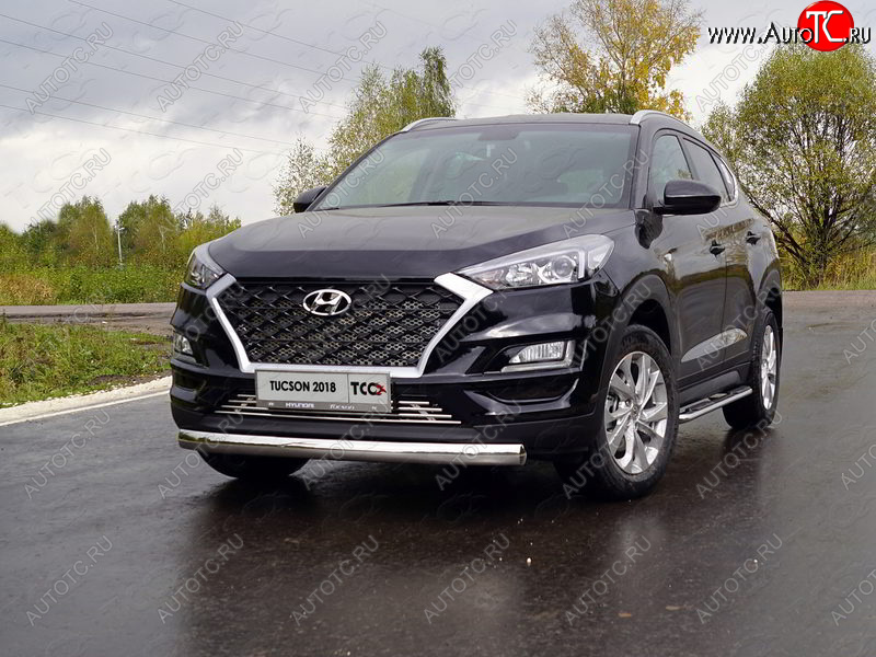 20 899 р. Защита переднего бампера овальная 75х42 мм ТСС Тюнинг Hyundai Tucson TL рестайлинг (2018-2021) (нержавейка)  с доставкой в г. Нижний Новгород