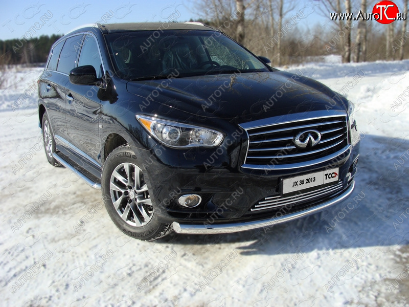 23 999 р. Защита переднего бампера нижняя 76,1 мм ТСС Тюнинг  INFINITI QX60  L50 (2013-2016) дорестайлинг (нержавейка)  с доставкой в г. Нижний Новгород