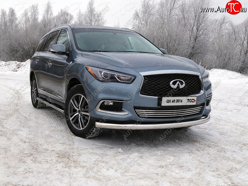 22 999 р. Защита переднего бампера нижняя d76,1 мм ТСС Тюнинг  INFINITI QX60  L50 (2016-2021) рестайлинг (нержавейка)  с доставкой в г. Нижний Новгород