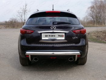 Защита задняя (центральная, нержавейка d75*42 мм) ТСС Тюнинг INFINITI QX70 S51 (2013-2020)  (центральная)