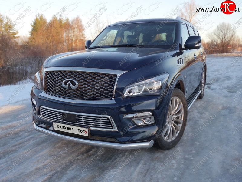 26 699 р. Защита переднего бампера нижняя d76,1 мм ТСС Тюнинг INFINITI QX80 Z62 1-ый рестайлинг (2014-2018) (нержавейка)  с доставкой в г. Нижний Новгород