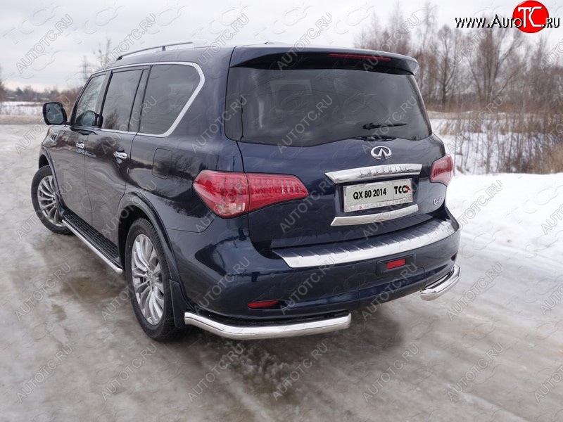 30 999 р. Защита задняя (уголки, нержавейка 76,1 мм) ТСС Тюнинг  INFINITI QX80  Z62 (2014-2018) 1-ый рестайлинг  с доставкой в г. Нижний Новгород