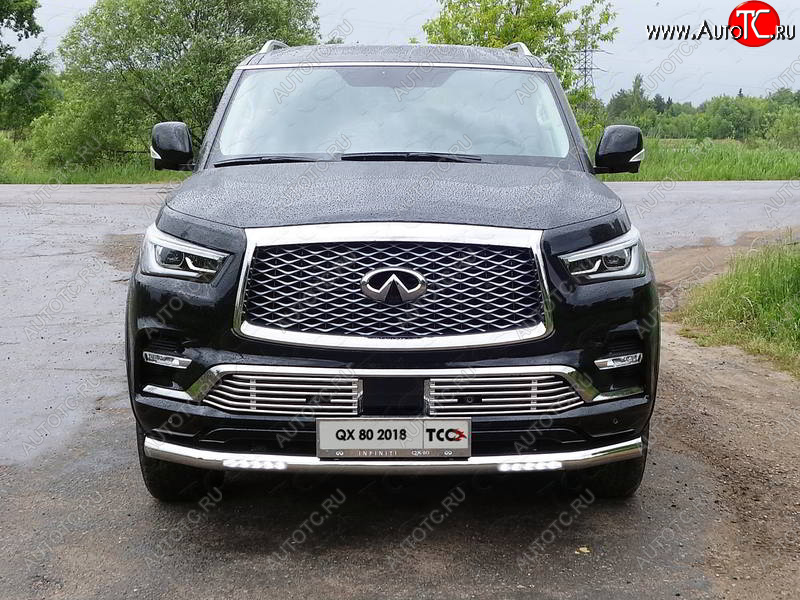 46 749 р. Защита переднего бампера нижняя с ДХО 76,1 мм ТСС Тюнинг INFINITI QX80 Z62 2-ой рестайлинг (2018-2024) (нержавейка)  с доставкой в г. Нижний Новгород