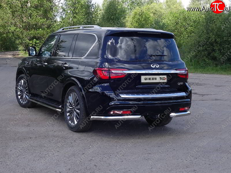 30 999 р. Защита задняя (уголки, нержавейка 76,1 мм) ТСС Тюнинг  INFINITI QX80  Z62 (2018-2024) 2-ой рестайлинг  с доставкой в г. Нижний Новгород