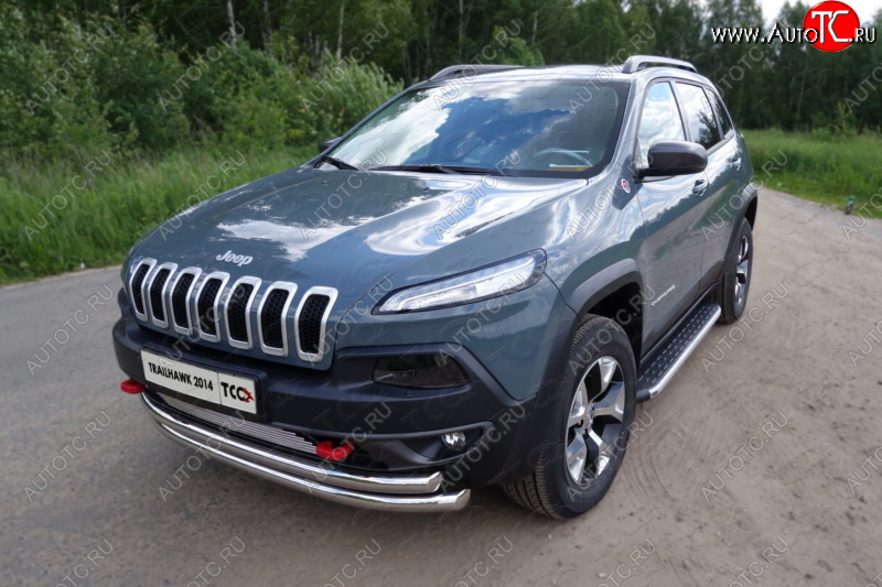 26 499 р. Защита переднего бампера (Trailhawk, двойная 60,3/60,3 мм) ТСС Тюнинг  Jeep Cherokee  KL (2014-2017) дорестайлинг (нержавейка)  с доставкой в г. Нижний Новгород