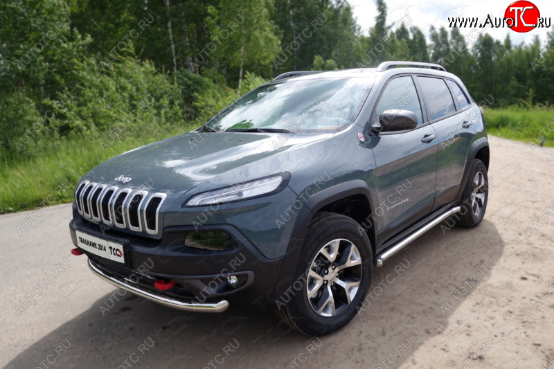 18 699 р. Защита переднего бампера (Trailhawk, d60,3 мм) ТСС Тюнинг  Jeep Cherokee  KL (2014-2017) дорестайлинг (нержавейка)  с доставкой в г. Нижний Новгород