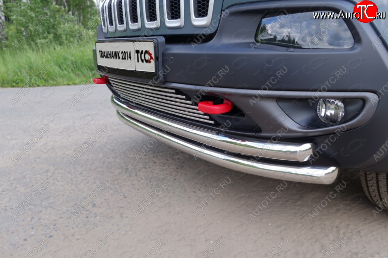 10 799 р. Декоративная вставка решетки радиатора (Trailhawk) ТСС Тюнинг Jeep Cherokee KL дорестайлинг (2014-2017) (d 12 мм)  с доставкой в г. Нижний Новгород