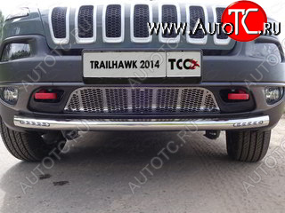 38 949 р. Защита переднего бампера (Trailhawk, 60,3 мм ДХО) ТСС Тюнинг  Jeep Cherokee  KL (2014-2017) дорестайлинг (нержавейка)  с доставкой в г. Нижний Новгород