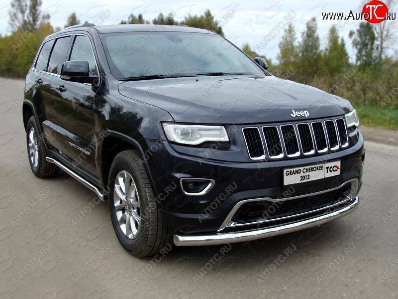 21 799 р. Защита переднего бампера нижняя d76,1 мм ТСС Тюнинг  Jeep Grand Cherokee  WK2 (2013-2018) 1-ый рестайлинг (нержавейка)  с доставкой в г. Нижний Новгород