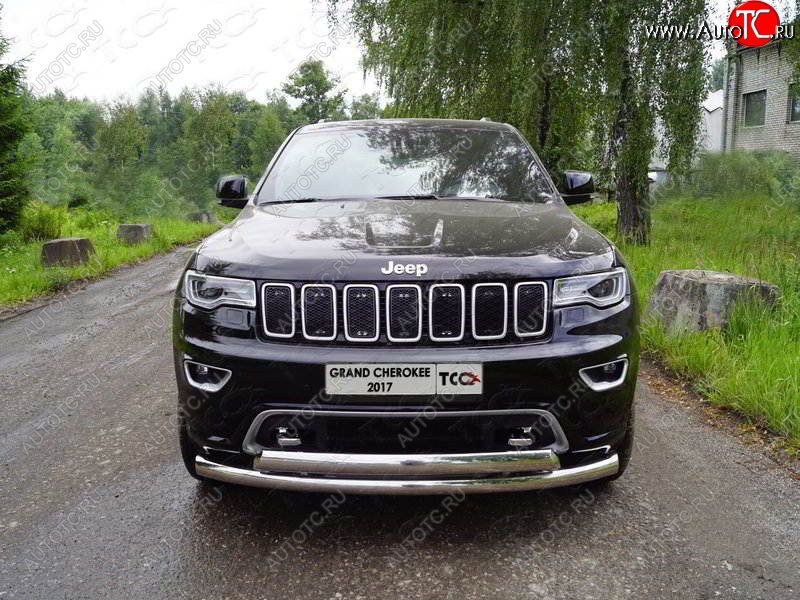 32 749 р. Защита передняя нижняя двойная 76,1*75 мм Тюнинг  Jeep Grand Cherokee  WK2 (2017-2022) 2-ой рестайлинг (нержавейка)  с доставкой в г. Нижний Новгород