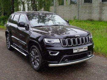 Защита переднего бампера нижняя d76,1 мм ТСС Тюнинг Jeep (Джип) Grand Cherokee (Гран)  WK2 (2017-2022) WK2 2-ой рестайлинг  (нержавейка)