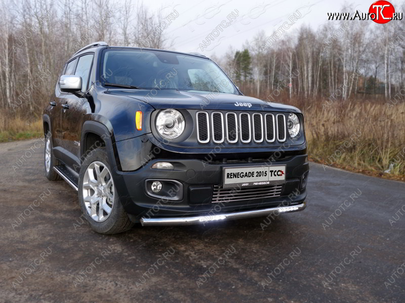 39 999 р. Защита переднего бампера нижняя с ДХО 60,3 мм ТСС Тюнинг  Jeep Renegade (2015-2024) (нержавейка)  с доставкой в г. Нижний Новгород