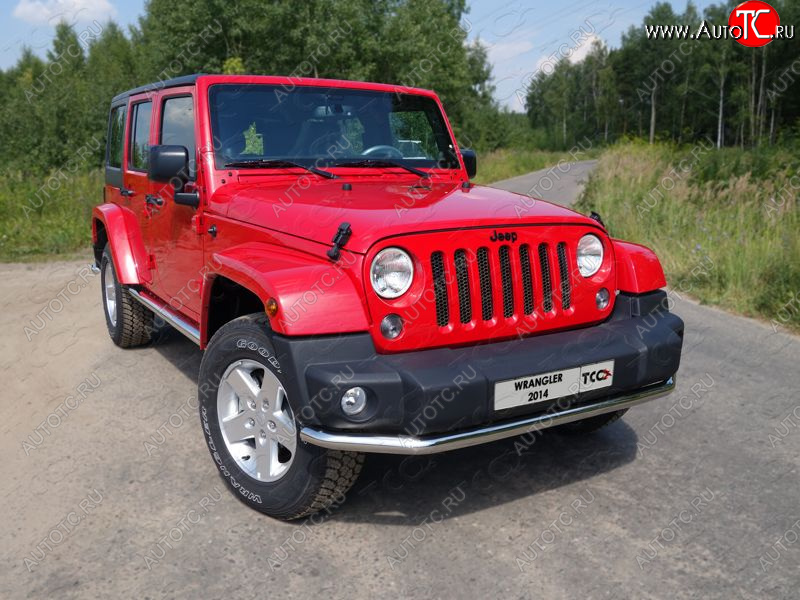 20 999 р. Защита переднего бампера нижняя d76,1 мм ТСС Тюнинг Jeep Wrangler JK (2007-2018) (нержавейка)  с доставкой в г. Нижний Новгород