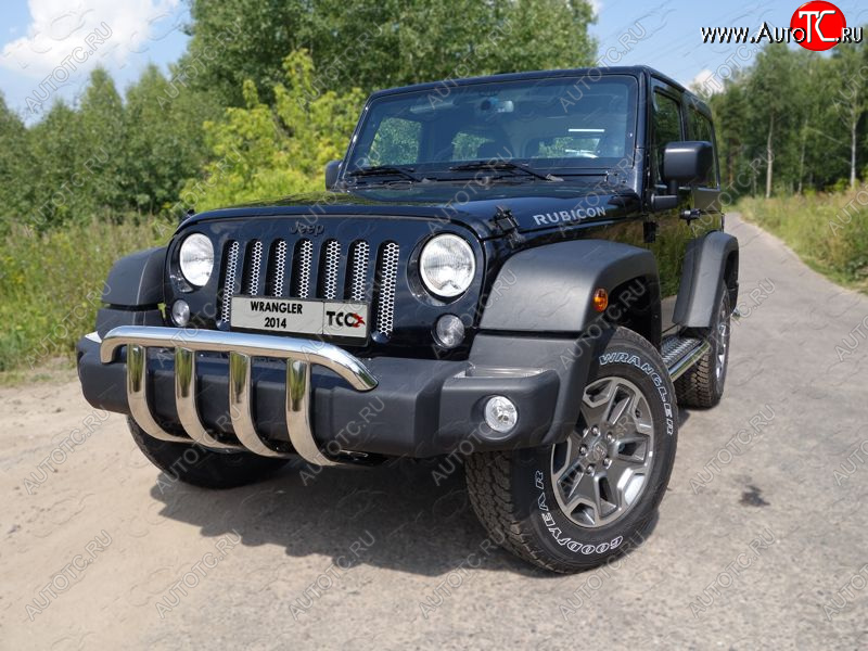 30 999 р. Защита переднего бампера кенгурин 60,3 мм ТСС Тюнинг  Jeep Wrangler  JK (2007-2018) (нержавейка)  с доставкой в г. Нижний Новгород