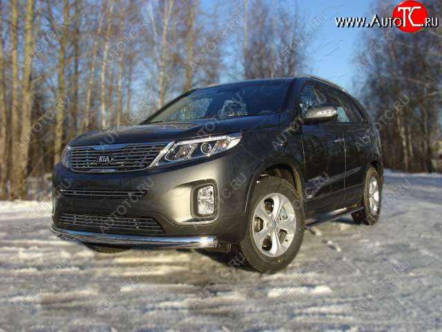 20 899 р. Защита переднего бампера овальная 75х42 мм ТСС тюнинг KIA Sorento UM/Prime дорестайлинг (2014-2018) (нержавейка)  с доставкой в г. Нижний Новгород