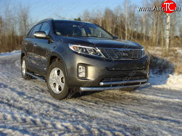 22 999 р. Защита переднего бампера нижняя 60,3*50,8 мм ТСС Тюнинг  KIA Sorento  XM (2012-2015) рестайлинг (нержавейка)  с доставкой в г. Нижний Новгород