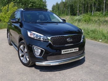 Защита переднего бампера нижняя овальная с ДХО 75х42 мм ТСС Тюнинг KIA Sorento UM/Prime дорестайлинг (2014-2018)  (нержавейка)