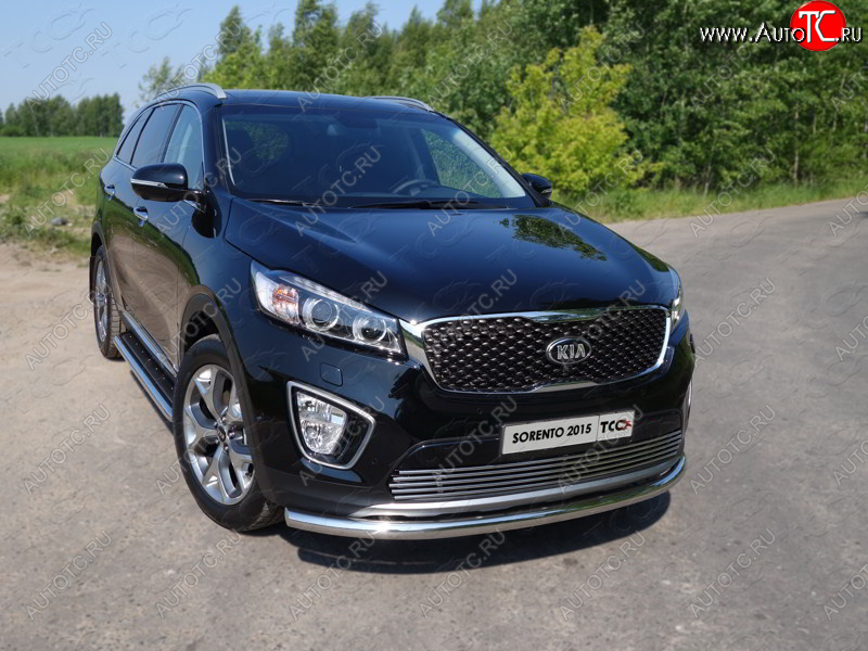 17 999 р. Защита переднего бампера нижняя d60,3 мм ТСС Тюнинг KIA Sorento UM/Prime дорестайлинг (2014-2018) (нержавейка)  с доставкой в г. Нижний Новгород