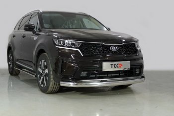 Защита переднего бампера нижняя овальная 75х42 мм ТСС Тюнинг KIA Sorento MQ4 (2020-2022)  (нержавейка)