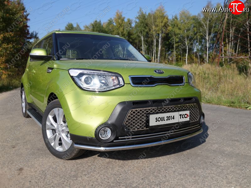 18 699 р. Защита переднего бампера нижняя d42,4 мм ТСС Тюнинг  KIA Soul  PS (2014-2016) дорестайлинг (нержавейка)  с доставкой в г. Нижний Новгород