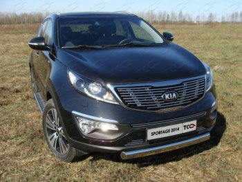 Защита передняя нижняя овальная короткая 75х42 мм ТСС Тюнинг KIA (КИА) Sportage (Спортаж)  3 SL (2014-2016) 3 SL рестайлинг  (нержавейка)