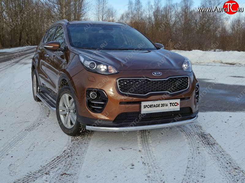 19 999 р. Защита переднего бампера нижняя d60,3 мм ТСС Тюнинг  KIA Sportage  4 QL (2016-2018) дорестайлинг (нержавейка)  с доставкой в г. Нижний Новгород