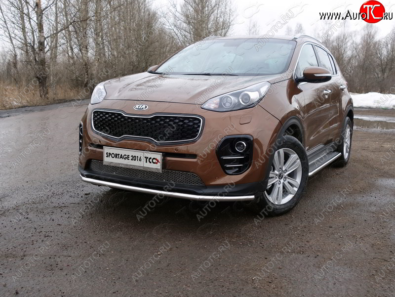 18 699 р. Защита переднего бампера нижняя d42,4 мм ТСС Тюнинг  KIA Sportage  4 QL (2016-2018) дорестайлинг (нержавейка)  с доставкой в г. Нижний Новгород