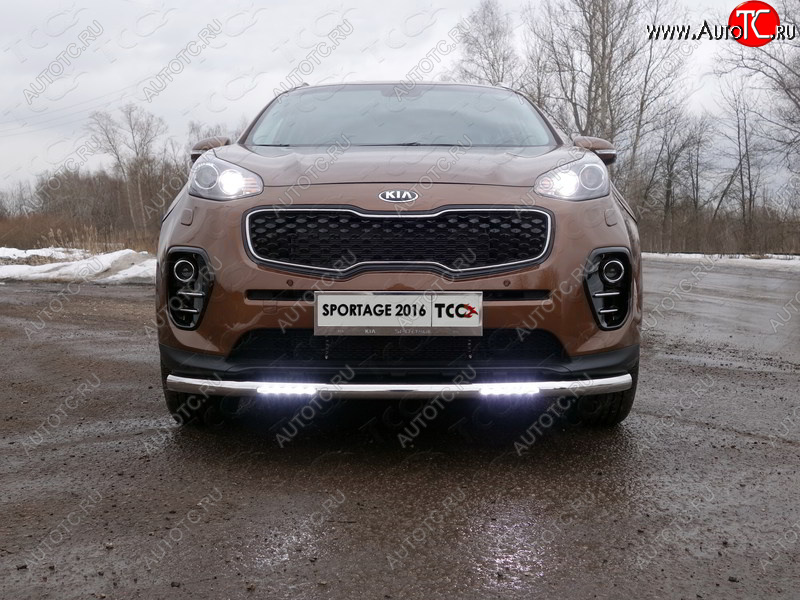 38 949 р. Защита переднего бампера нижняя с ДХО 60,3 мм ТСС Тюнинг  KIA Sportage  4 QL (2016-2018) дорестайлинг (нержавейка)  с доставкой в г. Нижний Новгород