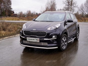 Защита переднего бампера нижняя d60,3 мм ТСС Тюнинг KIA (КИА) Sportage (Спортаж)  4 QL (2018-2022) 4 QL рестайлинг  (нержавейка)