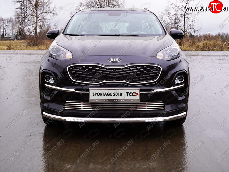 38 949 р. Защита переднего бампера нижняя с ДХО 60,3 мм ТСС Тюнинг  KIA Sportage  4 QL (2018-2022) рестайлинг (нержавейка)  с доставкой в г. Нижний Новгород