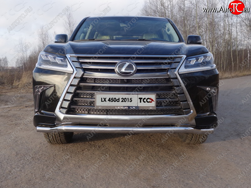 25 599 р. Защита переднего бампера нижняя d60,3 мм ТСС Тюнинг Lexus LX570 J200 2-ой рестайлинг (2015-2022) (нержавейка)  с доставкой в г. Нижний Новгород