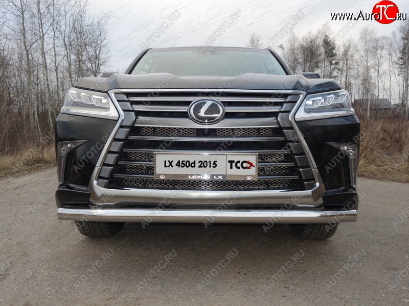 26 699 р. Защита переднего бампера нижняя 76,1 мм ТСС Тюнинг Lexus LX570 J200 2-ой рестайлинг (2015-2022) (нержавейка)  с доставкой в г. Нижний Новгород