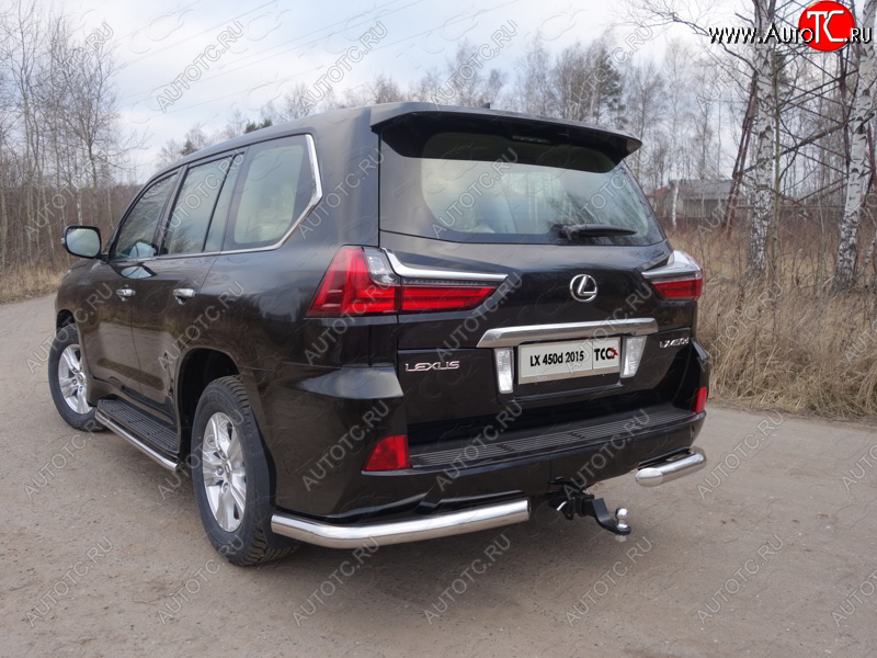 22 599 р. Защита задняя (уголки, нержавейка 76,1 мм) ТСС Тюнинг Lexus LX450d J200 2-ой рестайлинг (2015-2022)  с доставкой в г. Нижний Новгород