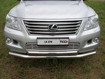 30 899 р. Защита переднего бампера нижняя d76,1*60,3 мм ТСС Тюнинг Lexus LX570 J200 дорестайлинг (2007-2012) (нержавейка)  с доставкой в г. Нижний Новгород. Увеличить фотографию 1