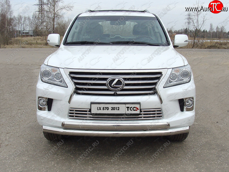 37 649 р. Защита передняя нижняя двойная 76,1*75 мм кроме F-Sport Тюнинг Lexus LX570 J200 1-ый рестайлинг (2012-2015) (нержавейка)  с доставкой в г. Нижний Новгород