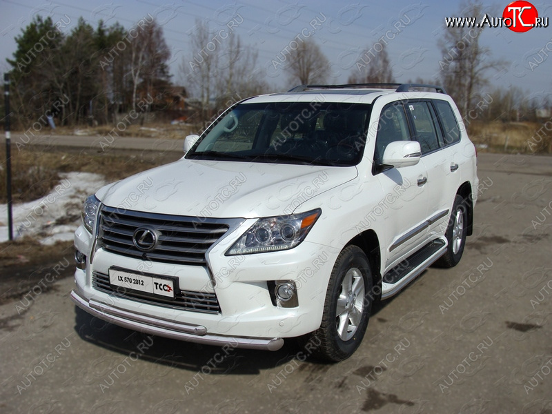 37 649 р. Защита передняя нижняя двойная 76,1*50,8 мм кроме F-Sport Тюнинг Lexus LX570 J200 1-ый рестайлинг (2012-2015) (нержавейка)  с доставкой в г. Нижний Новгород