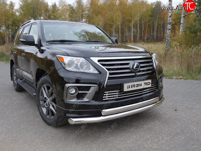 37 649 р. Защита передняя нижняя двойная 76,1*75 мм Sport Тюнинг Lexus LX570 J200 1-ый рестайлинг (2012-2015) (нержавейка)  с доставкой в г. Нижний Новгород