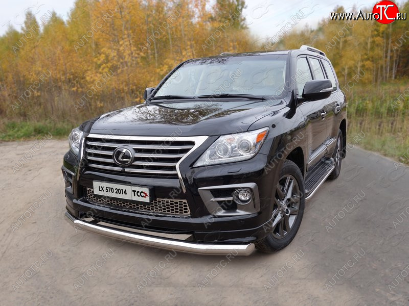 27 999 р. Защита переднего бампера нижняя 76,1 мм ТСС Тюнинг  Lexus LX570  J200 (2012-2015) 1-ый рестайлинг (нержавейка)  с доставкой в г. Нижний Новгород