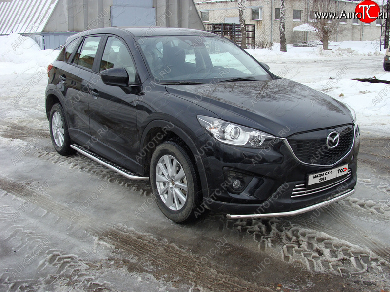 14 999 р. Защита переднего бампера нижняя d42,4 мм ТСС Тюнинг Mazda CX-5 KE дорестайлинг (2011-2014) (нержавейка)  с доставкой в г. Нижний Новгород