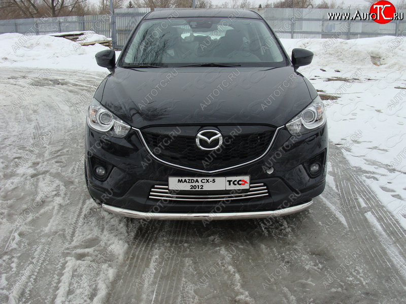 18 699 р. Защита переднего бампера нижняя d60,3 мм ТСС Тюнинг  Mazda CX-5  KE (2011-2014) дорестайлинг (нержавейка)  с доставкой в г. Нижний Новгород