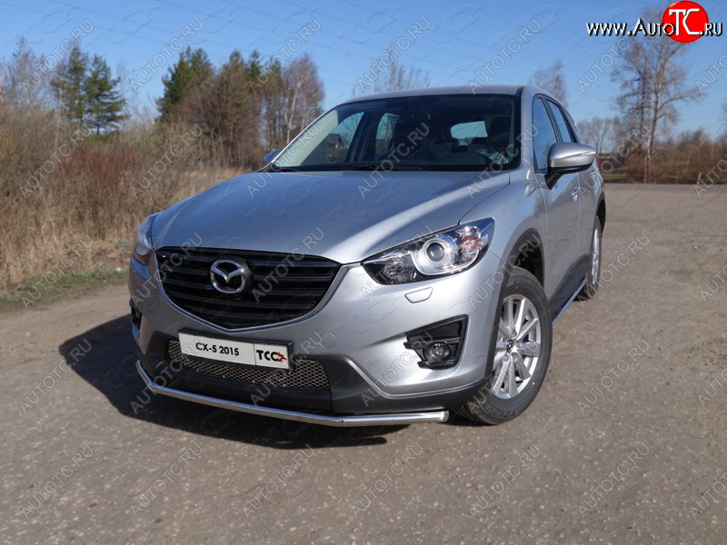 15 549 р. Защита переднего бампера нижняя d42,4 мм ТСС Тюнинг  Mazda CX-5  KE (2015-2017) рестайлинг (нержавейка)  с доставкой в г. Нижний Новгород