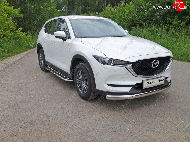 45 999 р. Пороги с площадкой 75х42 мм ТСС Тюнинг Mazda CX-5 KF (2016-2024) (серые)  с доставкой в г. Нижний Новгород