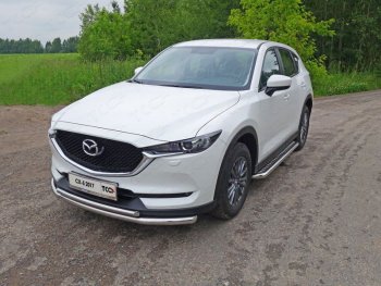 Защита переднего бампера нижняя двойная 60,3*42,4 мм ТСС Тюнинг Mazda CX-5 KF (2016-2024)  (нержавейка)