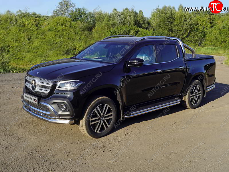 24 949 р. Защита переднего бампера нижняя 76,1 мм ТСС Тюнинг  Mercedes-Benz X class  W470 (2017-2020) (нержавейка)  с доставкой в г. Нижний Новгород