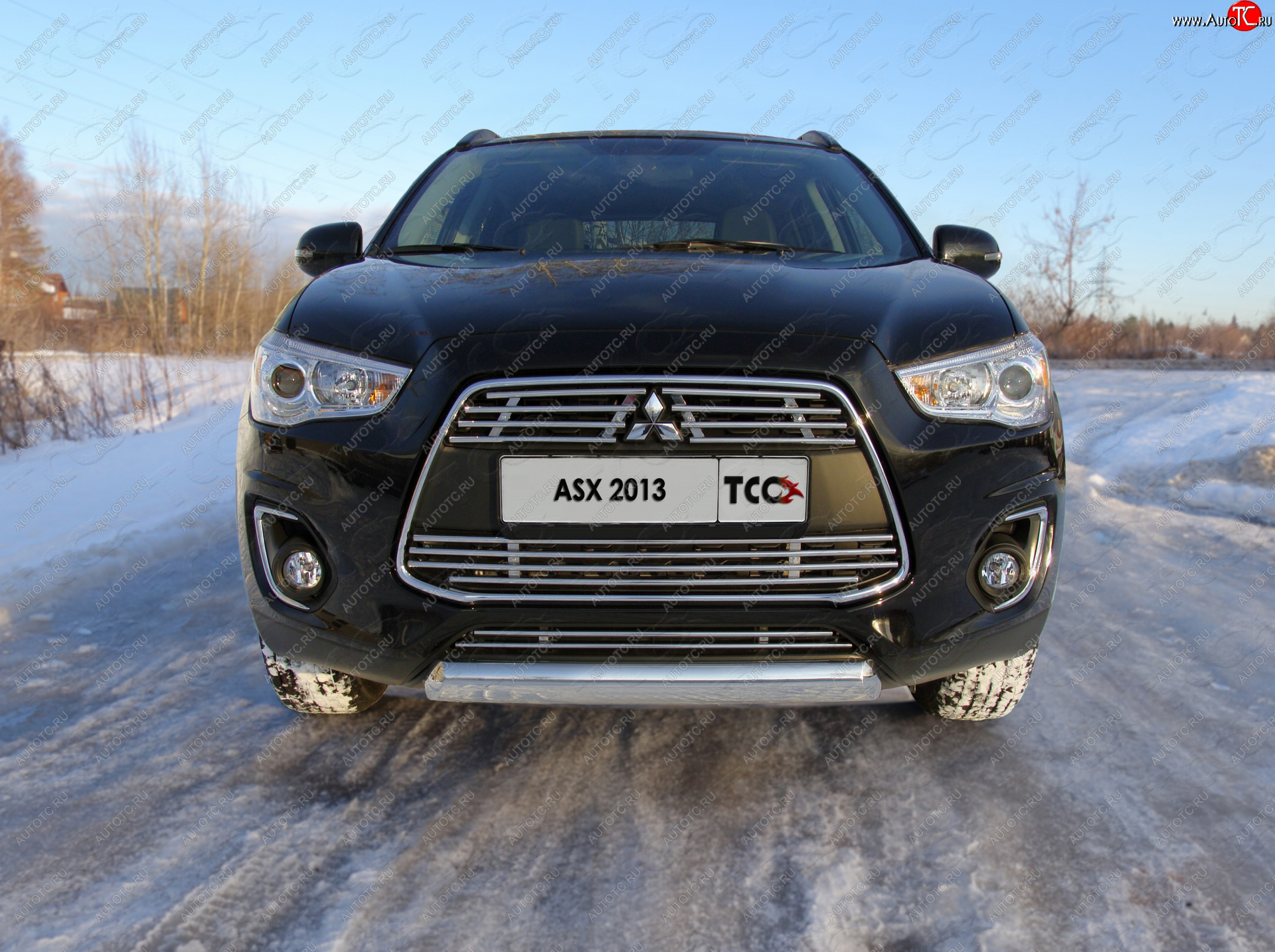 12 999 р. Защита переднего бампера нижняя овальная 75*42 мм ТСС Тюнинг Mitsubishi ASX 1-ый рестайлинг (2013-2016) (нержавейка)  с доставкой в г. Нижний Новгород