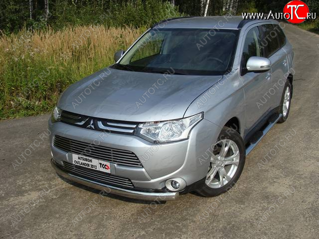 21 899 р. Защита переднего бампера нижняя овальная 75*42 мм ТСС Тюнинг  Mitsubishi Outlander  GF (2012-2014) дорестайлинг (нержавейка)  с доставкой в г. Нижний Новгород