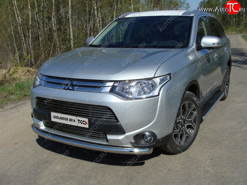 18 699 р. Защита переднего бампера нижняя d60,3 мм ТСС Тюнинг  Mitsubishi Outlander  GF (2014-2016) 1-ый рестайлинг (нержавейка)  с доставкой в г. Нижний Новгород