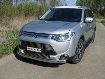 Защита переднего бампера нижняя овальная 75*42 мм ТСС Тюнинг Mitsubishi (Митсубиси) Outlander (Аутлэндэр)  GF (2014-2016) GF 1-ый рестайлинг  (нержавейка)