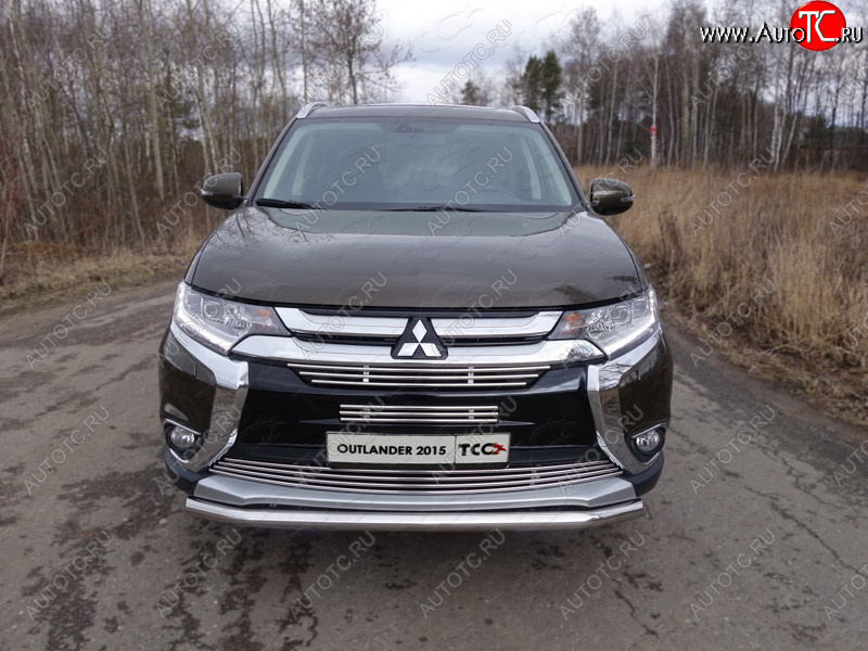 15 549 р. Защита передняя нижняя короткая 60,3 мм ТСС Тюнинг  Mitsubishi Outlander  GF (2015-2018) 2-ой рестайлинг (нержавейка)  с доставкой в г. Нижний Новгород